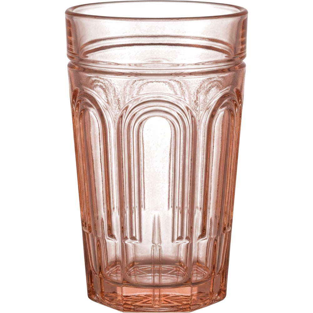Kwdmx Art Deco Arch Pressed Glass Tumbler 13 oz Blush - Product view