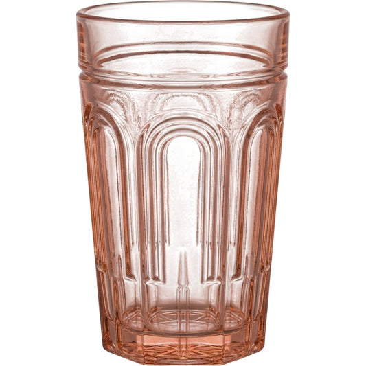 Kwdmx Art Deco Arch Pressed Glass Tumbler 13 oz Blush - Product view